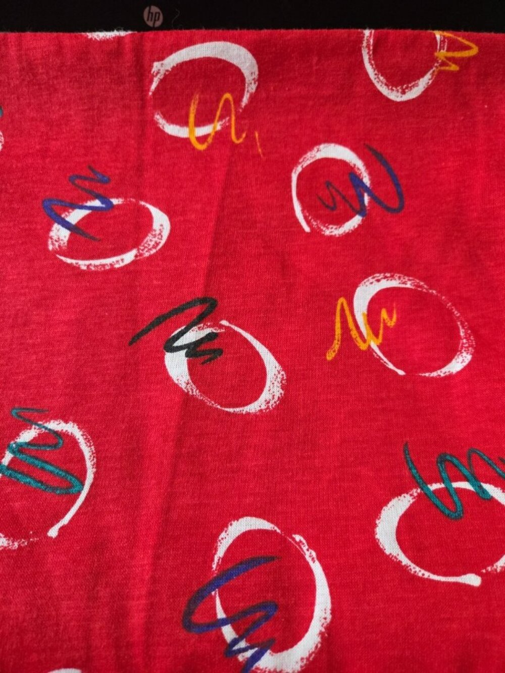 Vintage 1980's Red Abstract Geometric Squiggles Knit Fabric 1.75 yards uncut